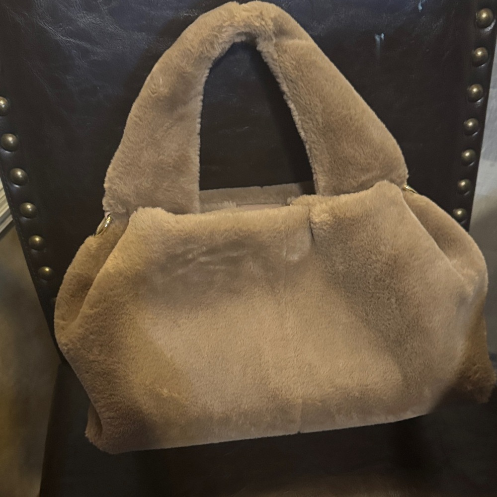 Elegant Tan Faux Fur Women's Bag